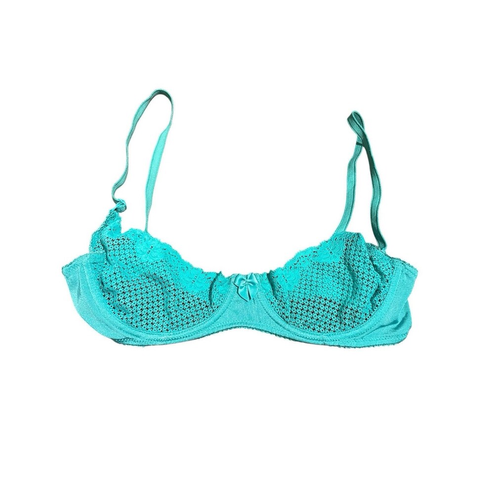 Timpa Duet Lace Underwire Sheer Demi Bra Style 16449 Blue 36C